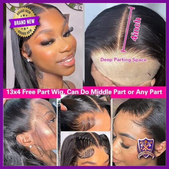 26 Inch Straight Lace Front Wig Human Hair Pre Plucked 13x4 Frontal